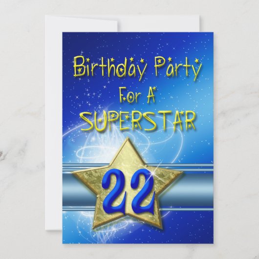 22回目の誕生日パーティーSuperstarへの招待。 招待状 (正面)