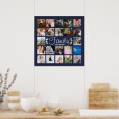 22家族モダン写真コラージュLaurels Navy ポスター (キッチン)