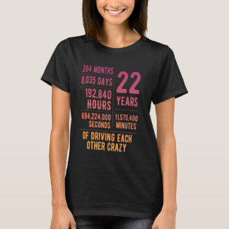 22年結婚したおもしろい22結婚周年 Tシャツ