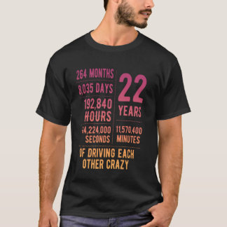 22年結婚したおもしろい22結婚周年 Tシャツ