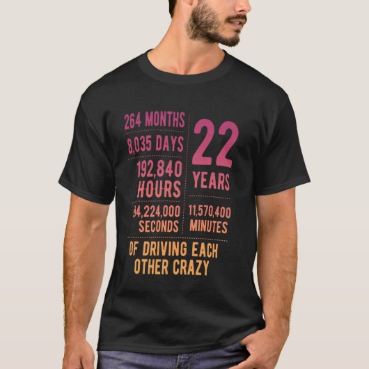 22年結婚したおもしろい22結婚周年 Tシャツ (正面)