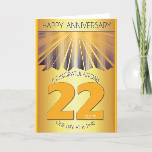 22年間の断酒記念日 | ゴールデンレイ12ステップ カード (正面)