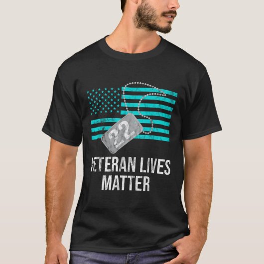 22日軍隊退役軍人Ptsd自殺認識度 Tシャツ (正面)