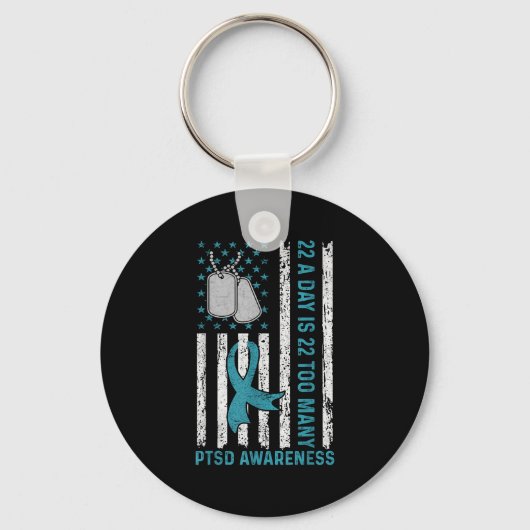 22日22あまりにも多くのPtsd認識度退役軍人 キーホルダー (正面)