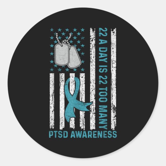 22日22あまりにも多くのPtsd認識度退役軍人 ラウンドシール (正面)