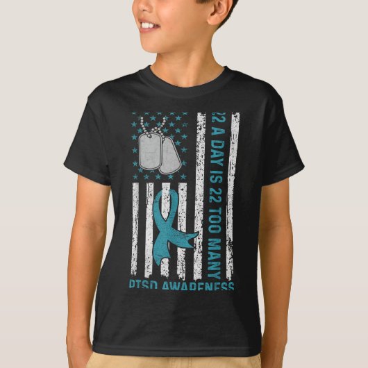 22日22あまりにも多くのPtsd認識度退役軍人 Tシャツ (正面)