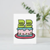 22歳お誕生日ケーキ ポストカード (スタンド正面)