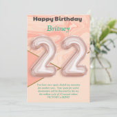 22歳の女の子ハッピーバースデーカード (スタンド正面)