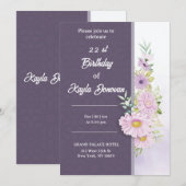 22歳の誕生日おめでとうカード 招待状 (正面/裏面)