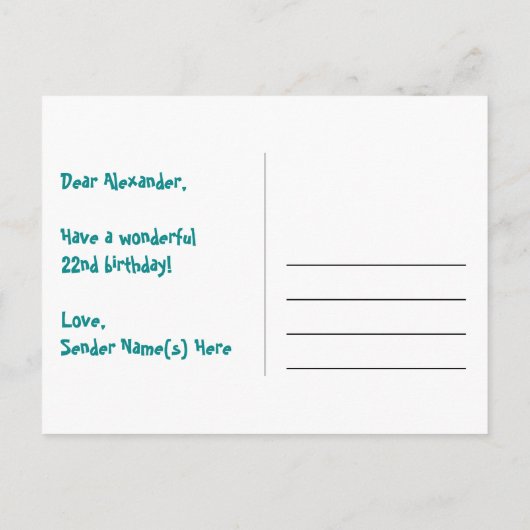 22歳の誕生日おめでとう - 楽しい花火模様 + レインボー22 ポストカード (裏面)