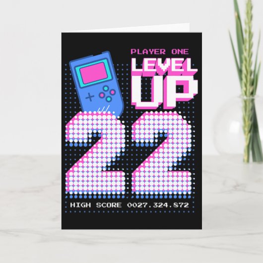 22歳の誕生日おめでとうTシャツ 面白いビデオゲーマー 22 カード (正面)