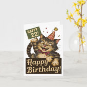 22歳の誕生日かわいいおもしろい猫ヴィンテージ カード (黄色い花)