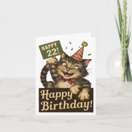 22歳の誕生日かわいいおもしろい猫ヴィンテージ カード