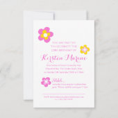 22歳の誕生日の花グラフィックイエローピンクの驚き 招待状 (裏面)