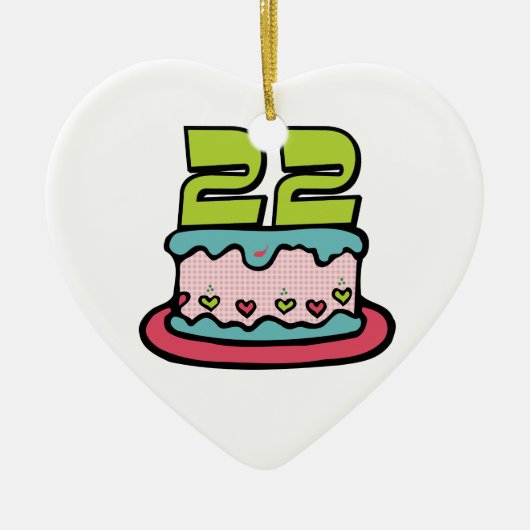 22歳の誕生日ケーキ セラミックオーナメント (正面)