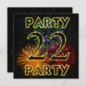 22歳の誕生日パーティーの花火付き招待状 招待状 (正面/裏面)
