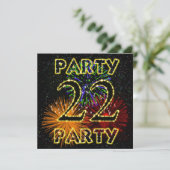22歳の誕生日パーティーの花火付き招待状 招待状 (スタンド正面)