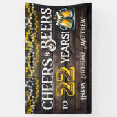 22歳の誕生日パーティーバナーを祝して乾杯とビール 横断幕 (縦)