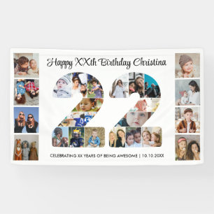 22歳の誕生日パーティー ナンバー22フォトコラージュ 横断幕