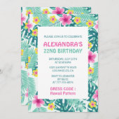 22歳の誕生日招待状トロピカルハワイフローラ 招待状 (正面/裏面)