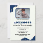 22歳の誕生日招待状メンズ海軍シンプル写真 招待状 (正面)