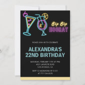 22歳の誕生日招待状 コンセプト カクテル ネオン グロー 招待状 (正面)