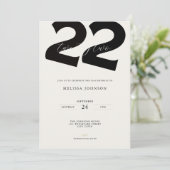 22歳の誕生日招待状 ミニマル 太字タイポ 招待状 (スタンド正面)