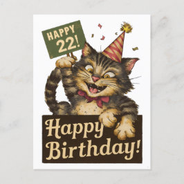 22歳の誕生日 かわいい ユニークな猫 ヴィンテージ ポストカード