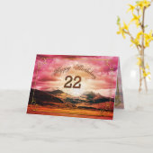 22歳の誕生日、山の上の夕日 カード (黄色い花)