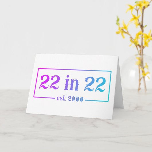 22歳の誕生日 22 IN 22 エスト 2000 グラデーション カード (黄色い花)