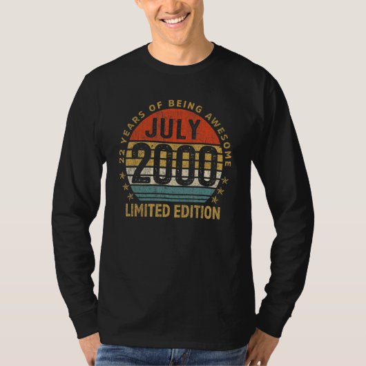 22歳ギフト2000年7月22日誕生日 Tシャツ (正面)
