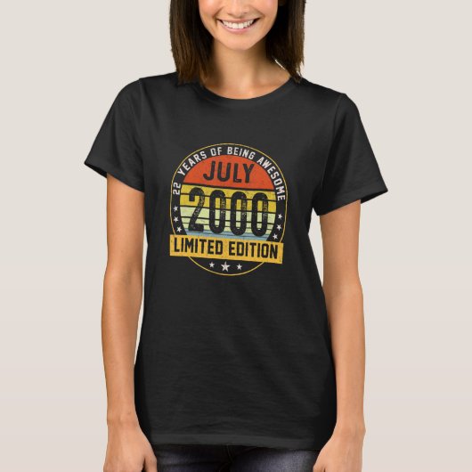 22歳2000年7月22日誕生日 Tシャツ (正面)