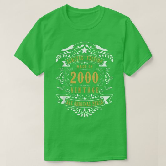22歳22誕生日、2000生まれ人の男性向け Tシャツ (デザイン正面)