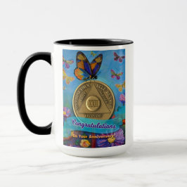 22歳 名前入り AA 蝶 花 マグカップ