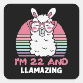 22歳Bday Llaming 22nd誕生日Llama スクエアシール (正面)