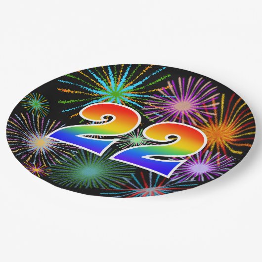 22番目のイベント-おもしろいカラフル、はっきりした、虹22 ペーパープレート (アングル)