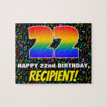 22番目の誕生日:おもしろい、カラフル音楽シンボル、「22」