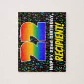 22番目の誕生日:おもしろい、カラフル音楽シンボル、「22」 ジグソーパズル (縦)