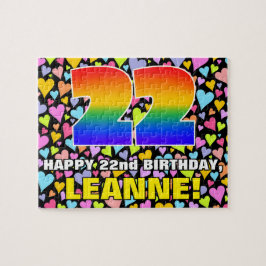 22番目の誕生日:おもしろい、愛するハートシェイプ+「22」 ジグソーパズル