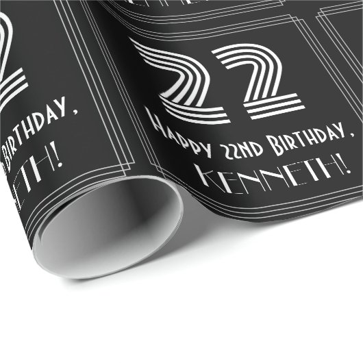 22番目の誕生日:インスパイアアールデコの検索「22」と名前 ラッピングペーパー (ロールコーナー)