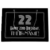 22番目の誕生日:インスパイアアールデコの「22」の外観と名前 ラージペーパーバッグ (正面)