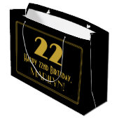 22番目の誕生日:インスパイアアールデコの「22」の外観と名前 ラージペーパーバッグ (裏面アングル)