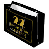 22番目の誕生日:インスパイアアールデコの「22」の外観と名前 ラージペーパーバッグ (正面アングル)