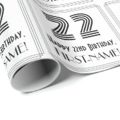 22番目の誕生日:インスパイアアールデコスタイル「22」 +名前 ラッピングペーパー (ロールコーナー)