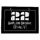 22番目の誕生日～インスパイアアールデコルック"22" +名前 ラージペーパーバッグ (裏面)