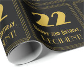 22番目の誕生日-インスパイアアールデコルック"22" & Name ラッピングペーパー (ロールコーナー)