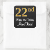 22番目の誕生日-エレガント豪華なフェイク金ゴールドルック# スクエアシール (バッグ)