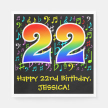 22番目の誕生日-カラフル音楽シンボル， Rainbow 22