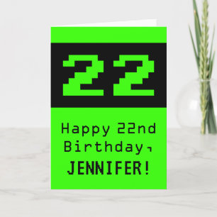 22番目の誕生日: Nerdy/オタク系のスタイル「22」と名前 カード