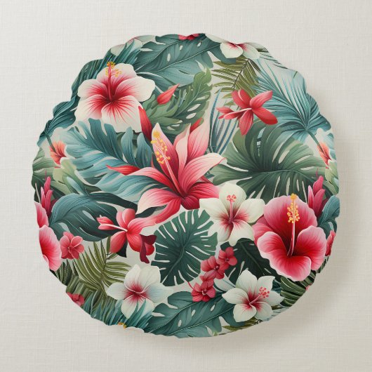 #22花柄 ラウンドクッション (正面)